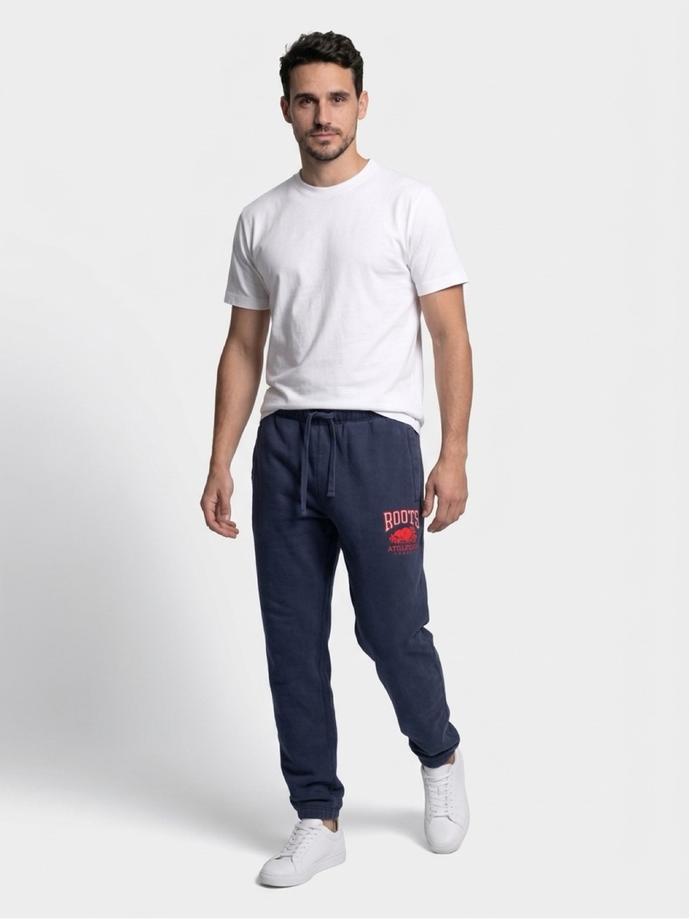 Roots Navy Jogger Sweatpants with Red Logo